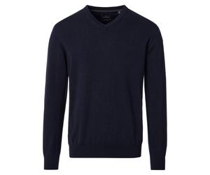 Strickpullover CASAMODA "CASAMODA Pullover uni", Herren, Gr. 3XL, blau (graues dunkelblau), 100% Baumwolle, Pullover Strickpullover (89361330-XXXL) graues dunkelblau
