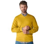 Strickpullover CASAMODA "CASAMODA Pullover uni", Herren, Gr. 4XL, gelb (senfgelb), 100% Baumwolle, Pullover Strickpullover (88385453-4XL) senfgelb