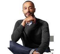 Strickpullover CASAMODA "CASAMODA Pullover uni", Herren, Gr. 6XL, grau (grauschwarz), 100% Baumwolle, Pullover (21289914-6XL) grauschwarz