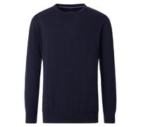 Strickpullover CASAMODA "CASAMODA Pullover uni", Herren, Gr. L, blau (dunkelblau), 72% Baumwolle, 28% Leinen, Pullover Strickpullover (47950956-L) dunkelblau