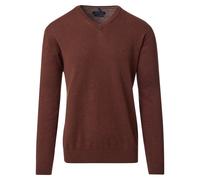 Strickpullover CASAMODA "CASAMODA Pullover uni", Herren, Gr. L, orange (dunkelorange 496), 100% Baumwolle, Pullover Strickpullover (65402164-L) dunkelorange 496
