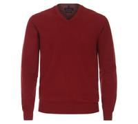 Strickpullover CASAMODA "CASAMODA Pullover uni", Herren, Gr. L, rot (bordeauxrot 494), 100% Baumwolle, Pullover Strickpullover (85136361-L) bordeauxrot 494