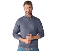 Casa Moda Pullover V-Ausschnitt uni Damen 100% Baumwolle Blau Größe 4XL