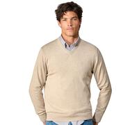 Strickpullover CASAMODA "CASAMODA Pullover uni", Herren, Gr. L, beige (champagner beige), 100% Baumwolle, Pullover Strickpullover (44722347-L) champagner beige