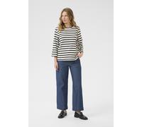 Strickpullover KAFFE "Strickpullover BPamara", Damen, Gr. XL, weiß (chalk, schwarz stripe), Obermaterial: 50% Baumwolle CO. 50% Polyester PES., Pullover Strickpullover (25036727-XL) chalk, schwarz str