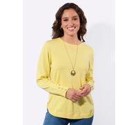 Strickpullover CASUAL LOOKS "Langarm-Pullover", Damen, Gr. 44, gelb (zitrone), 50% Baumwolle, 50% Polyacryl, unifarben, Pullover Strickpullover (24049103-44) zitrone