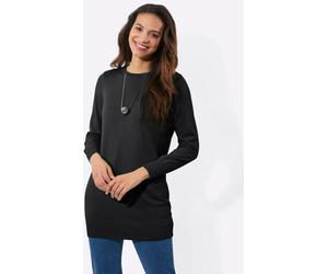Strickpullover CASUAL LOOKS "Longpullover", Damen, Gr. 38, schwarz, 100% Baumwolle, unifarben, Pullover Strickpullover (71079140-38) schwarz