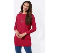 Strickpullover CASUAL LOOKS "Longpullover", Damen, Gr. 44, rot, 100% Baumwolle, unifarben, Pullover Strickpullover (91018841-44) rot