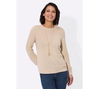 Strickpullover CASUAL LOOKS "Pullover", Damen, Gr. 36, beige (elfenbein), 50% Baumwolle, 50% Polyacryl, unifarben, Pullover Strickpullover (92059623-36) elfenbein