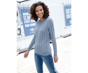 Strickpullover CASUAL LOOKS "Pullover", Damen, Gr. 40, blau (taubenblau), 100% Baumwolle, unifarben, Pullover Strickpullover (35759248-40) taubenblau
