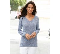 Strickpullover CASUAL LOOKS "Pullover", Damen, Gr. 42, blau (blau, meliert), 61% Polyacryl, 39% Baumwolle, meliert, Pullover Strickpullover (17197310-42) blau, meliert