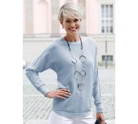 Strickpullover CASUAL LOOKS "Pullover", Damen, Gr. 44, blau (hellblau), 50% Baumwolle, 50% Polyacryl, unifarben, Pullover Strickpullover (45589227-44) hellblau