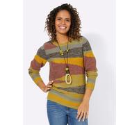 Strickpullover CASUAL LOOKS "Pullover", Damen, Gr. 44, bunt (ocker, rostrot, gemustert), 58% Polyacryl, 42% Baumwolle, gemustert, mehrfarbig, Pullover Strickpullover (46301658-44) ocker, rostrot, gemu