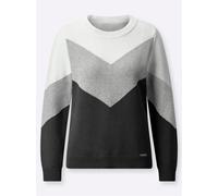 Strickpullover CASUAL LOOKS "Pullover", Damen, Gr. 44, grau (schwarz, hellgrau, meliert), 100% Baumwolle, gemustert, mehrfarbig, Pullover Strickpullover (11071439-44) schwarz, hellgrau, meliert
