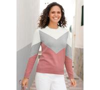 Strickpullover CASUAL LOOKS "Pullover", Damen, Gr. 46, rot (rosenholz, hellgrau, meliert), 100% Baumwolle, gemustert, mehrfarbig, Pullover Strickpullover (34469133-46) rosenholz, hellgrau, meliert