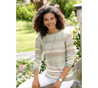 Strickpullover CASUAL LOOKS "Pullover", Damen, Gr. 48, grün (taupe, jade, geringelt), 100% Polyacryl, gemustert, gestreift, mehrfarbig, Pullover Strickpullover (54781131-48) taupe, jade, geringelt