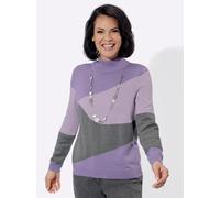 Strickpullover CASUAL LOOKS "Stehkragen-Pullover", Damen, Gr. 50, lavendel, grau, gemustert, 50% Baumwolle, 50% Polyacryl, gemustert, mehrfarbig, Pullover Strickpullover (96324805-50) lavendel, grau,