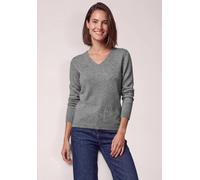 Strickpullover CECIL, Damen, Gr. 3XL (48), grau (sporty grau melange), Web, 37% Baumwolle, 34% Polyacryl, 26% Polyester, 3% Elasthan, unifarben, normal normal, V-Ausschnitt, Rippbündchen, Pullover Str