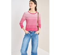 Strickpullover CECIL, Damen, Gr. 3XL (48), pink (beetroot pink), Web, 60% Baumwolle, 40% Viskose, gestreift, comfort fit normal, Rundhals, Rippbündchen, Pullover Strickpullover, im soften Baumwoll-Mix