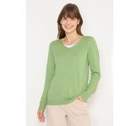 Cecil Basic Pullover Damen V-Ausschnitt 60% Baumwolle, 40% Viskose bamboo grün melange Gr. L (42)