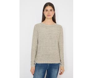 Strickpullover CECIL, Damen, Gr. L (42), bamboo grün melange, Web, 70% Baumwolle, 30% Polyester, gemustert, comfort fit normal, U-Boot-Ausschnitt, Rippbündchen, Pullover Strickpullover, mit U-Boot-Aus