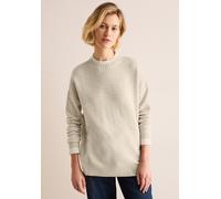 Strickpullover CECIL, Damen, Gr. L (42), beige (desert beige melange), Web, 37% Baumwolle, 34% Polyacryl, 26% Polyester, 3% Elasthan, unifarben, gerade normal, hoch geschlossener Ausschnitt, Bündchen,