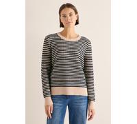 Strickpullover CECIL, Damen, Gr. L (42), beige (oat milk beige), Feinstrick, 30% Polyester, 29% Polyacryl, 21% Viskose, 20% Nylon, Strukturmuster, comfort fit normal, Rundhals, Bündchen, Pullover Stri