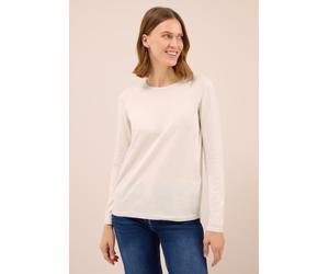 Strickpullover CECIL, Damen, Gr. L (42), beige (oat milk beige melange), Web, 60% Baumwolle, 40% Viskose, unifarben, normal normal, Rundhals, abgesteppt, Pullover Strickpullover, mit Strick-Struktur (
