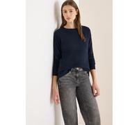 Strickpullover CECIL, Damen, Gr. L (42), blau (universal blau), Strick, Obermaterial: 37% Baumwolle, 34% Polyacryl, 26% Polyester, 3% Elasthan, unifarben, normal hüftbedeckend, U-Boot-Ausschnitt, Flac
