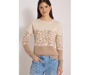 Strickpullover CECIL, Damen, Gr. L (42), creamy mocha melange, Stoff, 52% Viskose, 28% Polyester, 20% Nylon, gemustert, comfort fit normal, Rundhals, Rippbündchen, Pullover Strickpullover, mit Rundhal
