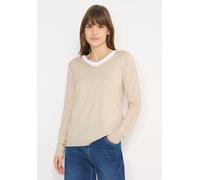 Cecil Strickpullover Basic Damen V-Ausschnitt 60% Baumwolle/40% Viskose egg beige melange Gr. L