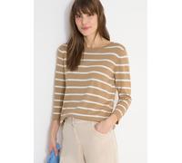 Strickpullover CECIL, Damen, Gr. L (42), golden camel, Strick, Obermaterial: 60% Baumwolle, 40% Viskose, gestreift, lässig geschnitten hüftbedeckend, Rundhals, Bündchen, Pullover Strickpullover, im St