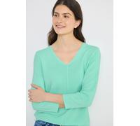 Strickpullover CECIL, Damen, Gr. L (42), jelly mint, Web, 60% Baumwolle, 40% Viskose, unifarben, comfort fit normal, V-Ausschnitt, Rippbündchen, Pullover Strickpullover, im soften Baumwoll-Mix (419893