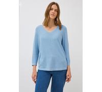 Strickpullover CECIL, Damen, Gr. M (40), blau (whisper blau melange), Strick, Obermaterial: 60% Baumwolle, 40% Viskose, meliert, casual, regular fit Po-bedeckend, V-Ausschnitt, 3/4-Ärmel gerader Absch