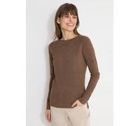Strickpullover CECIL, Damen, Gr. M (40), braun (light macchiato braun melange), Web, 60% Baumwolle, 40% Viskose, unifarben, comfort fit normal, U-Boot-Ausschnitt, Bündchen, Pullover Strickpullover, im