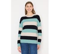 Strickpullover CECIL, Damen, Gr. M (40), bunt (urban dunkelblau), Web, 37% Baumwolle, 34% Polyacryl, 26% Polyester, 3% Elasthan, gestreift, normal normal, Rundhals, Rippbündchen, Pullover Strickpullov