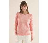 Strickpullover CECIL, Damen, Gr. M (40), cherry tomato orange, Web, 75% Baumwolle, 25% Polyester, gemustert, comfort fit normal, Rundhals, Rippbündchen, Pullover Strickpullover, im soften Baumwoll-Mix