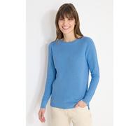 Strickpullover CECIL, Damen, Gr. M (40), cloud blau melange, Web, 60% Baumwolle, 40% Viskose, unifarben, comfort fit normal, U-Boot-Ausschnitt, Bündchen, Pullover Strickpullover, im soften Baumwoll-Mi