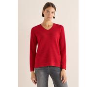 Strickpullover CECIL, Damen, Gr. M (40), fiery rot heather melange, Web, 60% Baumwolle, 40% Polyester, unifarben, comfort fit normal, V-Ausschnitt, normaler Saum, Pullover Strickpullover, im Melange L