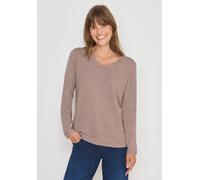 Strickpullover CECIL, Damen, Gr. M (40), heather taupe melange, Web, 60% Baumwolle, 40% Polyester, unifarben, comfort fit normal, V-Ausschnitt, normaler Saum, Pullover Strickpullover, im Melange Look