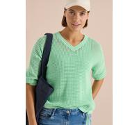 Kurzarmpullover CECIL, Damen, Gr. M (40), juicy lime, Web, 100% Baumwolle, Strukturmuster, comfort fit normal, V-Ausschnitt, Rippbündchen, Pullover, mit V-Ausschnitt (50057149-M) juicy lime
