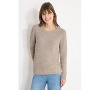 Strickpullover CECIL, Damen, Gr. M (40), light macchiato braun, Web, 75% Baumwolle, 25% Polyester, gemustert, comfort fit normal, Rundhals, Rippbündchen, Pullover Strickpullover, im soften Baumwoll-Mi