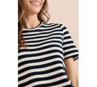 Strickpullover CECIL, Damen, Gr. M (40), universal blau, Strick, Obermaterial: 42% Baumwolle, 40% Polyester, 17% Viskose, 1% Elasthan, gestreift, regular fit normal, Rundhals, Pullover Strickpullover,