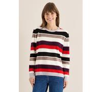 Strickpullover CECIL, Damen, Gr. M (40), vanilleweiß, Web, 37% Baumwolle, 34% Polyacryl, 26% Polyester, 3% Elasthan, gestreift, normal normal, Rundhals, Rippbündchen, Pullover Strickpullover, aus Fein