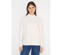 Strickpullover CECIL, Damen, Gr. M (40), weiß (light greige), Web, 37% Baumwolle, 34% Polyacryl, 26% Polyester, 3% Elasthan, unifarben, comfort fit normal, hoch geschlossener Ausschnitt, Rippbündchen,