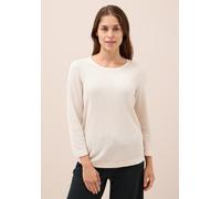 Strickpullover CECIL, Damen, Gr. M40, beige (oat milk beige melange), Web, 60% Baumwolle, 40% Viskose, unifarben, normal normal, Rundhals, abgesteppt, Pullover Strickpullover, aus Feinstrick (86930122