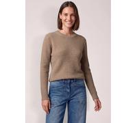 Strickpullover CECIL, Damen, Gr. S (38), beige (creamy mocha melange), Web, 37% Baumwolle, 34% Polyacryl, 26% Polyester, 3% Elasthan, unifarben, normal normal, Rundhals, abgesteppt, Pullover Strickpul