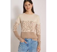 Strickpullover CECIL, Damen, Gr. S (38), creamy mocha melange, Stoff, 52% Viskose, 28% Polyester, 20% Nylon, gemustert, comfort fit normal, Rundhals, Rippbündchen, Pullover Strickpullover, mit Rundhal