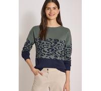 Strickpullover CECIL, Damen, Gr. S (38), dried olive grün, Stoff, 52% Viskose, 28% Polyester, 20% Nylon, gemustert, comfort fit normal, Rundhals, Rippbündchen, Pullover Strickpullover, mit Rundhalsaus