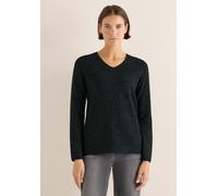 Strickpullover CECIL, Damen, Gr. S (38), ink grün heather melange, Web, 60% Baumwolle, 40% Polyester, unifarben, comfort fit normal, V-Ausschnitt, normaler Saum, Pullover Strickpullover, im Melange Lo
